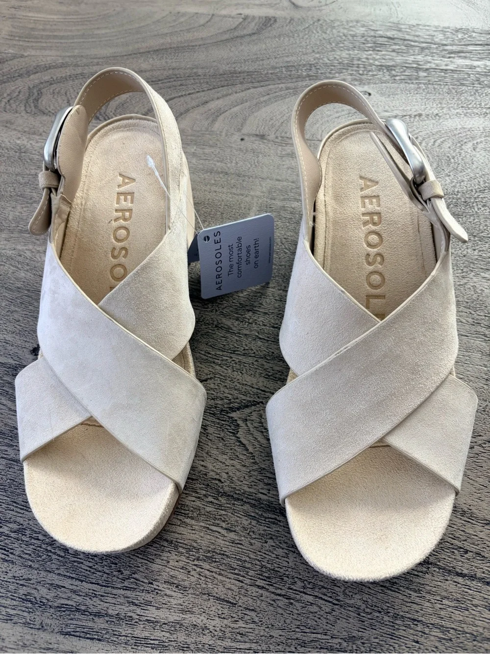 NWT Aerosoles Chrystie Suede Slingback Block Heel Sandals Size 8